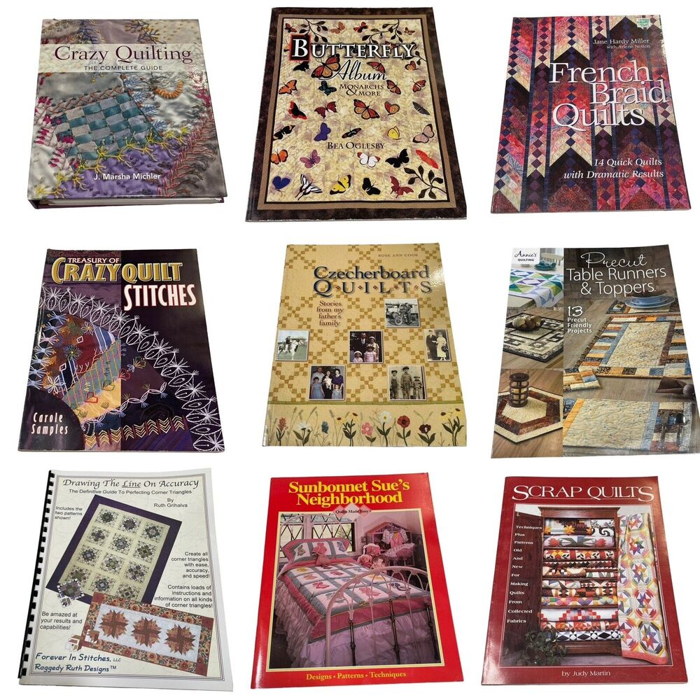 Quilter's Lot 9 books Guides Design Patterns Techniques Scrap French Braid Quilt